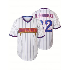 [Comfortable] Men's #82 White Baseball Jersey - Embroidered V-Neck, Short Sleeve, Breathable Polyester Sports Uniform for Training, Competition & Casual Wear