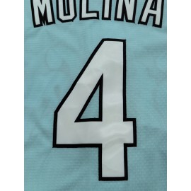 Men's All-Stitched Baseball Jersey #4 - Light Blue Embroidered V-Neck Short Sleeve Shirt, Breathable Polyester with Button-Up Front for Training, Competition & Casual Wear - Machine Washable Regular Fit