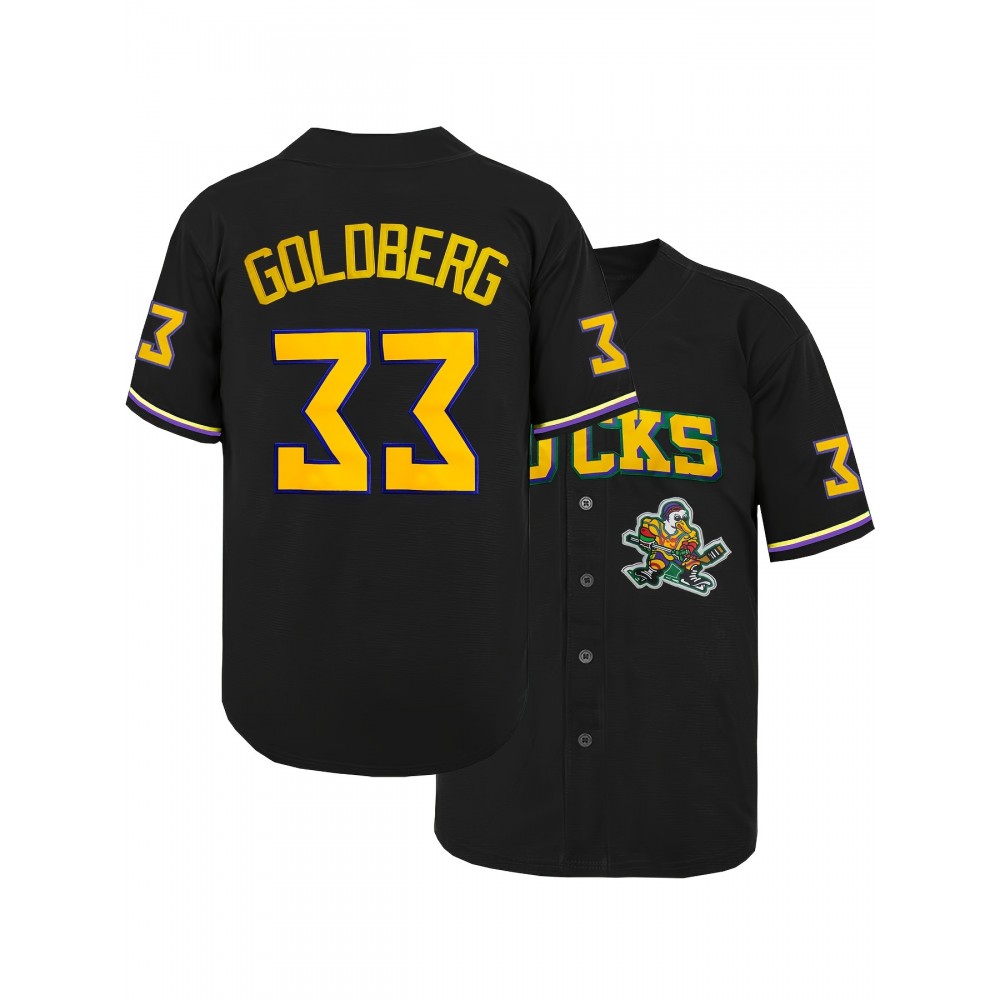 Stylish Duck & Number 33 Embroidered Design, Men'S Breathable Baseball Jersey, Short Sleeve Shirt For Summer Sport Stylish Duck & Number 33 Embroidered Design, Men'S Breathable Baseball Jersey, Short Sleeve Shirt For Summer Sport