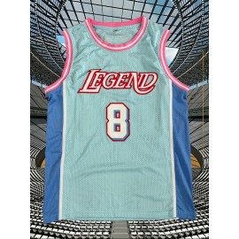 Men's #8-24 Light Blue Basketball Jersey - Breathable Embroidered Polyester Sports Shirt for Training, Competition & Casual Wear, Sizes S-XXXL, Round Neck, Loose Fit, Perfect for Spring, Summer & Fall