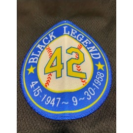 Men'S Black Embroidered Baseball Jersey #42 - 100% Polyester, V-Neck, Loose Fit, Machine Washable, Casual & Sporty Style for All Seasons, Sizes S-XXXL, Casual Wear Jersey | Embroidered Sports Jersey | Button Closure