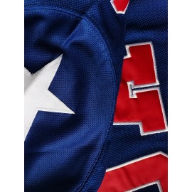 Men's Blue #17 Ice Hockey Jersey - Breathable Polyester Pullover with Embroidered Stitching & V-Neck, Loose Fit Lightweight & Durable for Sports, Casual, Parties, Streetwear - All-Season Comfort