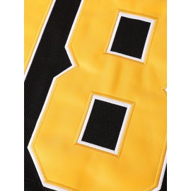 1pc Boston Gilmore #18 Men'S Ice Hockey Jersey - Polyester V-Neck Pullover with Embroidered Lettering - Loose-Fit Sports Top for Casual, Beach, Halloween, Christmas - Knitted Athletic Shirt for Training, Outdoor Activities, Field Sports - S-3XL