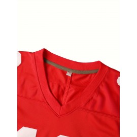 Men'S # 13 Red American Football Shirt - V-neck Breathable Polyester Fiber Suitable For Training Team Sports And Casual Clothing S-3XL