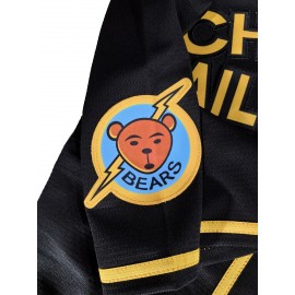 Men's#12 Black Baseball Shirt with Embroidered Alphabet - V-neck, Button, Polyester Fiber, Machine Washable - Perfect for Sports And Casual Wear