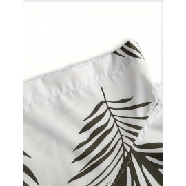 Men's Stylish Green Leaf Print Baseball Shirt - 100% Polyester, V-Neck, Loose Fit for Casual Sports & Parties, S-3XL, Machine Washable, Perfect for Summer Outings, Beach Parties & Outdoor Activities, Best for Christmas