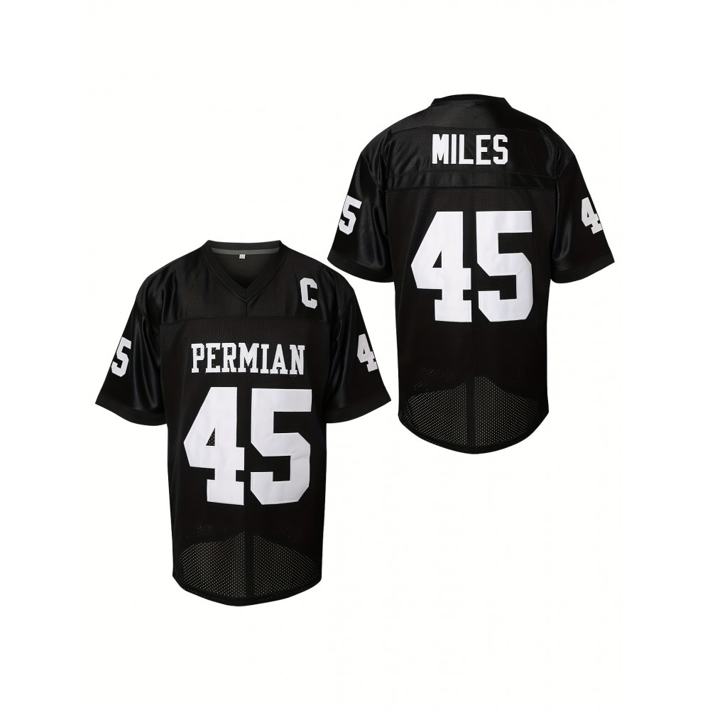 1pc Men'S Polyester V-Neck Football Jersey with Embroidered Letter and Number - Loose Fit Sports Top for Training, Casual, Team Sports, Halloween, Christmas, Football Parties - S-3XL 1pc Men'S Polyester V-Neck Football Jersey with Embroidered Letter and Number - Loose Fit Sports Top for Training, Casual, Team Sports, Halloween, Christmas, Football Parties - S-3XL