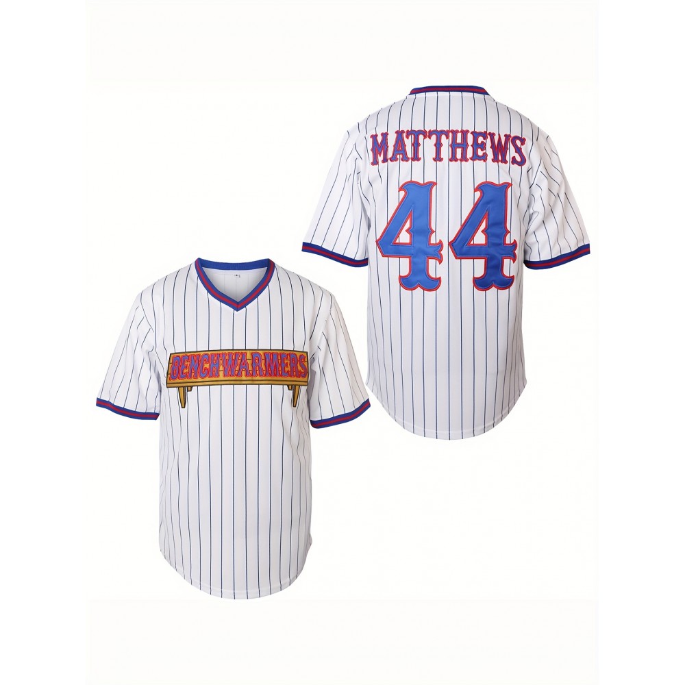 44 Men'S Baseball Jersey White Stripes Sports Training S-3XL 44 Men'S Baseball Jersey White Stripes Sports Training S-3XL