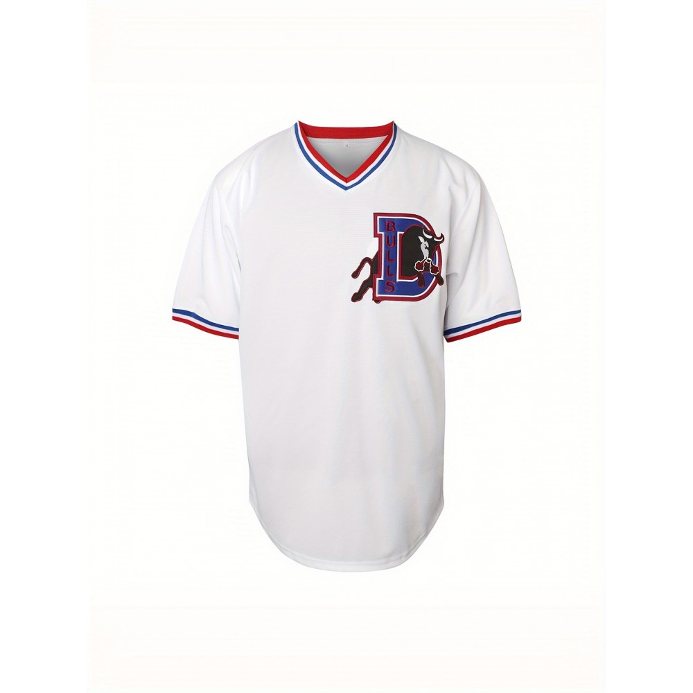 Men'S Baseball Jersey Top - 100% Polyester, V-Neck, Embroidered Lettering, Loose Fit, Button Closure, Breathable, Comfortable, for Sports, Training, Casual, Beach, Outdoor Activities - S-3XL Men'S Baseball Jersey Top - 100% Polyester, V-Neck, Embroidered Lettering, Loose Fit, Button Closure, Breathable, Comfortable, for Sports, Training, Casual, Beach, Outdoor Activities - S-3XL