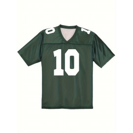 Men'S Green Bay #10 Polyester Green Football Jersey T Shirts, V-Neck Sports Shirt With Slight Stretch, Breathable Casual Knit Fabric For All Seasons, Loose Fit Adult & Teen, Fans Gift Men Youth
