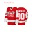 Men's #10 Ice Hockey Jersey - Red V-Neck Long Sleeve with Embroidered Letters & Logo, Breathable Polyester, Loose Fit for Sports, Casual Wear, Parties (Sizes S-3XL), Outdoor Activity Apparel, Durable Sportswear
