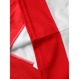 Men's #10 Ice Hockey Jersey - Red V-Neck Long Sleeve with Embroidered Letters & Logo, Breathable Polyester, Loose Fit for Sports, Casual Wear, Parties (Sizes S-3XL), Outdoor Activity Apparel, Durable Sportswear