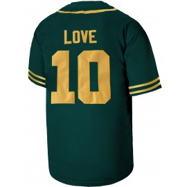 All Stitched 10 Dark Green Baseball Jersey Embroidery V Neck Short Sleeve Baseball Shirt, Breathable Button-Up Sports Uniform for Training Competition Party