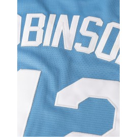 All Stitched 42 Baseball Jersey Letter Embroidery V Neck Short Sleeve Baseball Shirt, Breathable Button-Up Sports Uniform For Training Competition Party