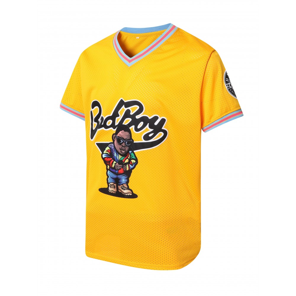 Retro Series Men'S Baseball Jersey Button-up Shirt Short Sleeve Hip Hop Sports Uniform