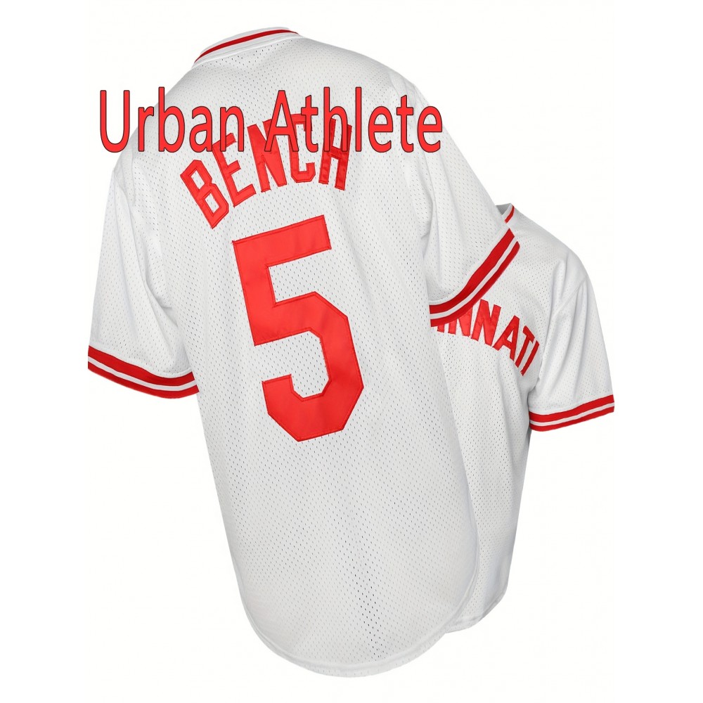 Sports Stitched #5 White Baseball Jersey Embroidery V Neck Short Sleeve Baseball Shirt, Breathable Button-Up Sports Uniform For Training Competition Party Sports Stitched #5 White Baseball Jersey Embroidery V Neck Short Sleeve Baseball Shirt, Breathable Button-Up Sports Uniform For Training Competition Party